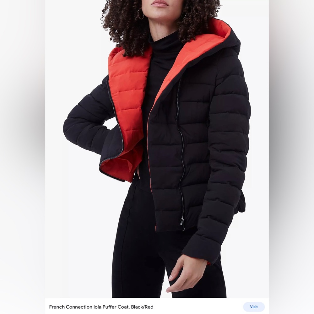 French Connection Puffer Jacket Red/Black XS/SMALL